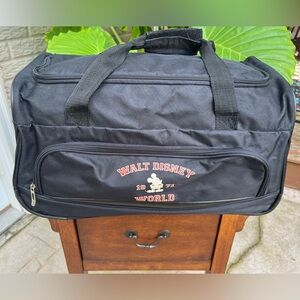 Walt Disney World 1971 Black Zip Rolling Duffle Bag Carry On Mickey Mouse 19"